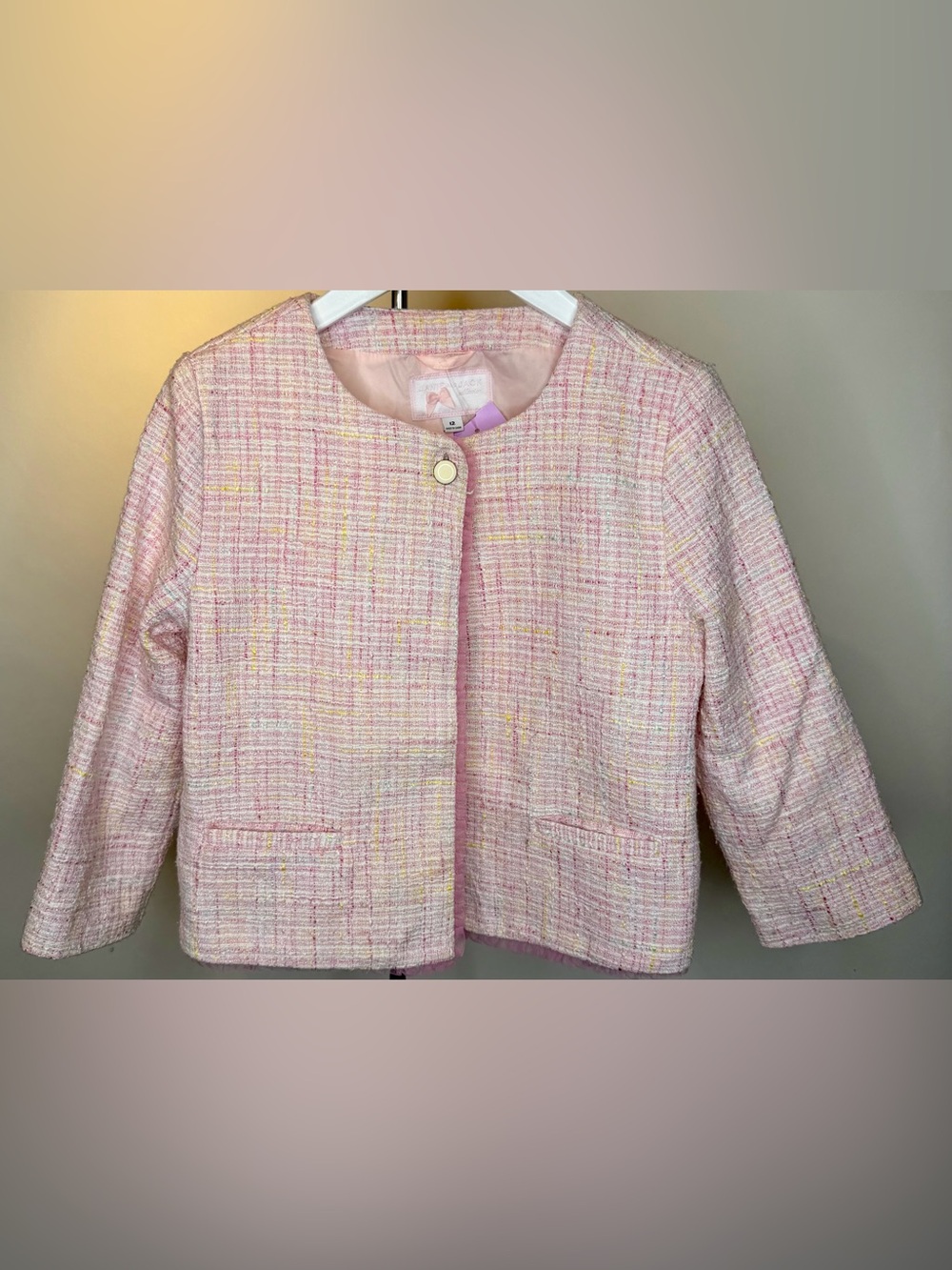 Janie and Jack Girls Pink Bouclé Tweed Jacket